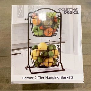 NEW Mikasa 2 Tier Fruit Basket Black